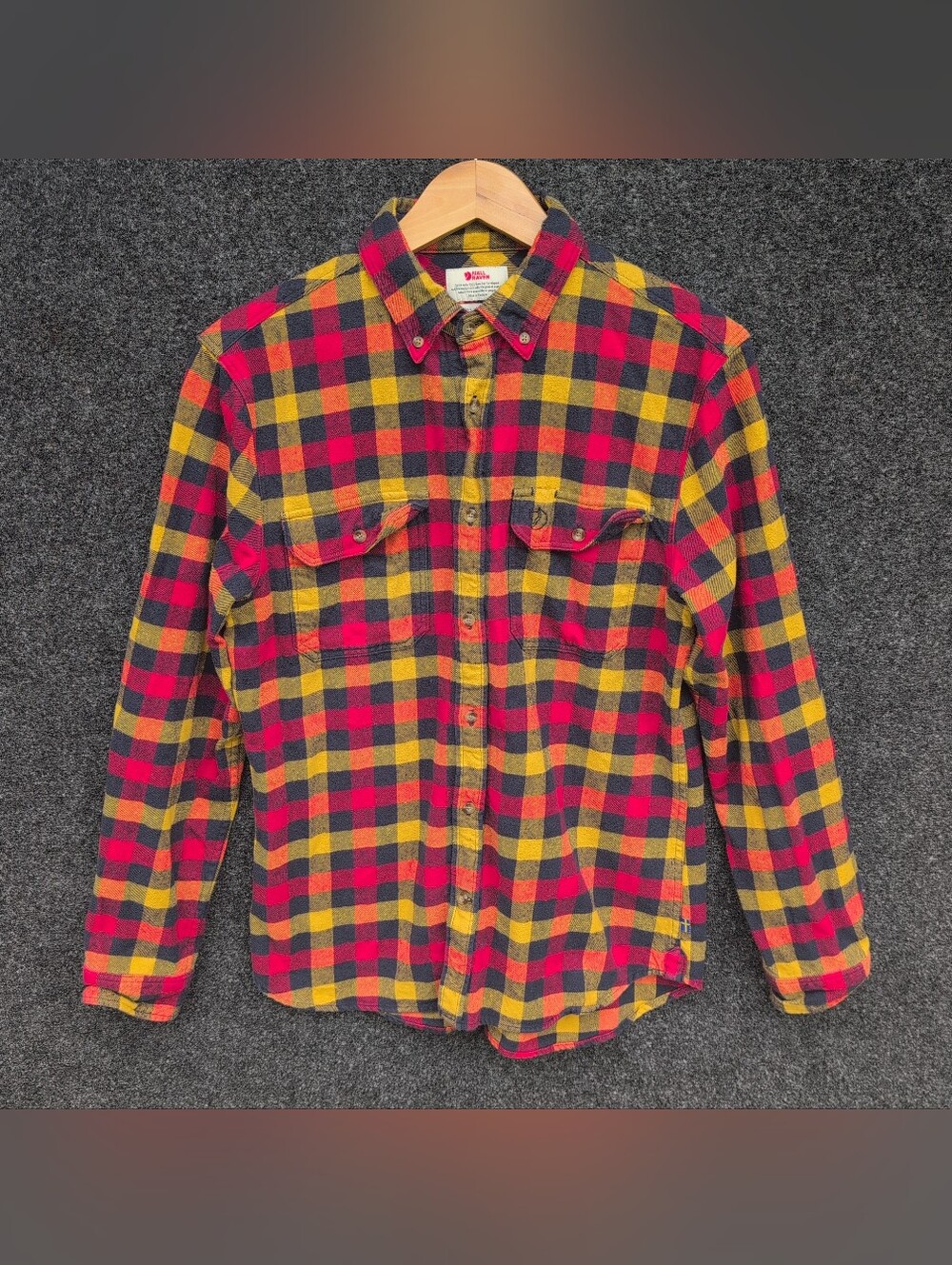 FjallRaven Skog Shirt Mens Large Red Plaid Heavy Cotton Button Down Flannel